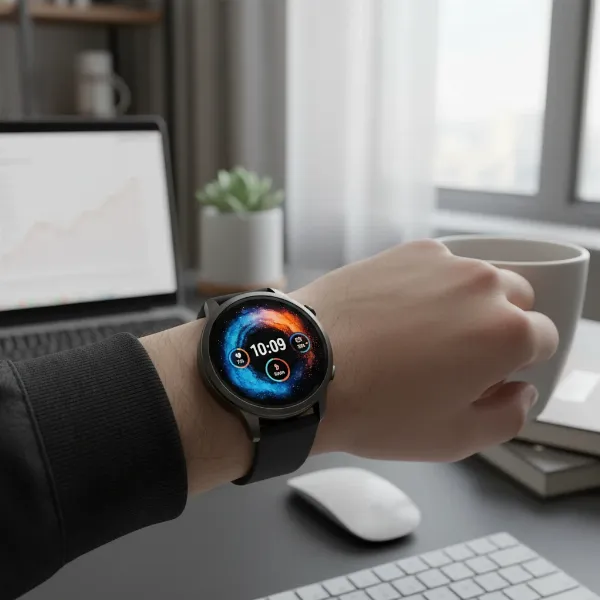 Person wearing OnePlus Watch 3 during daily activities, showcasing its versatile design