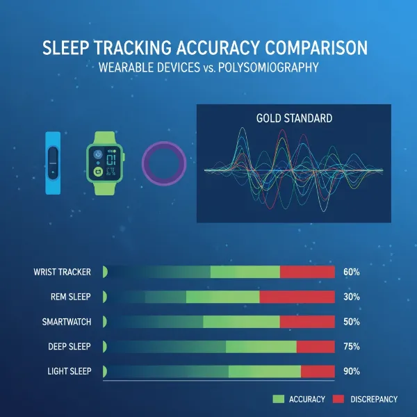 Visual representation of sleep data comparison from different wearable devices vs. PSG.